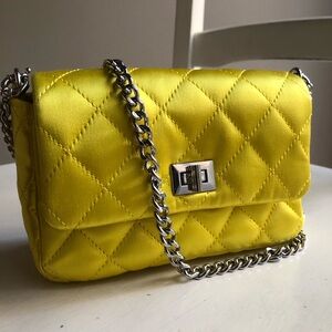 New: India Hicks Consort Bag. Italian Quilted Satin. Convertible.